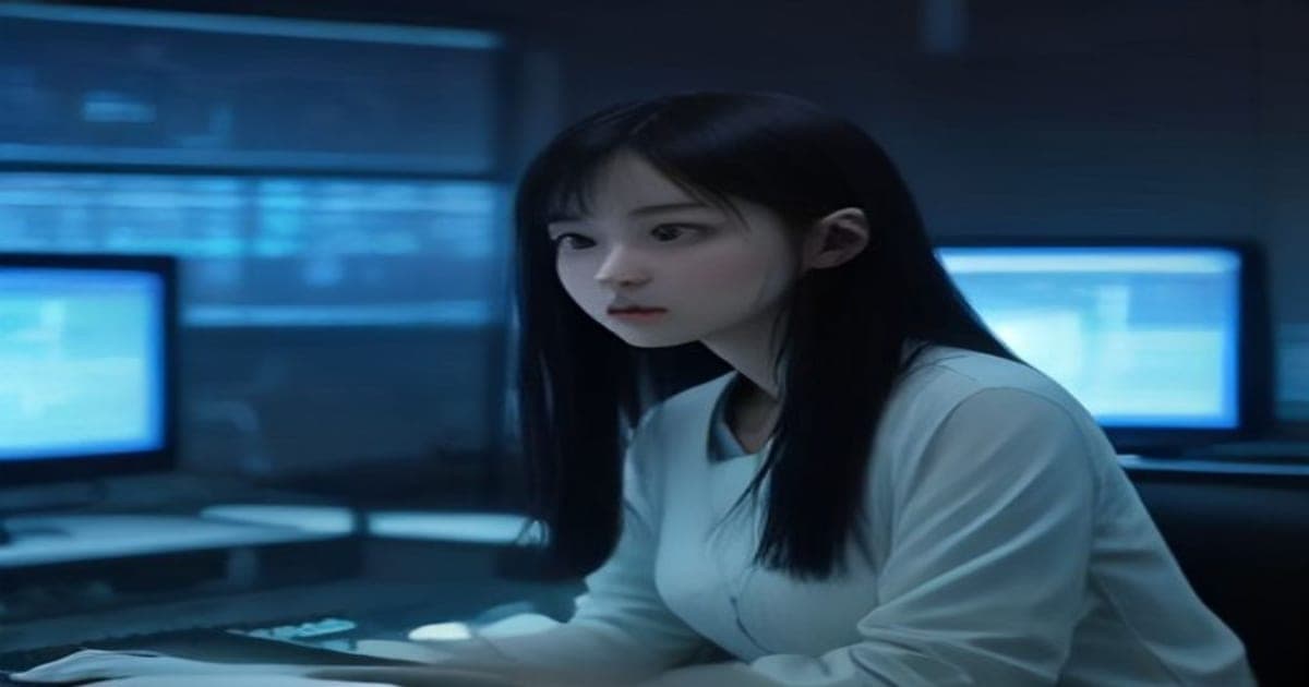 Telecommunications engineer monitoring automated network operations and dynamic spectrum data on multi-screen digital displays in a modern control center.
